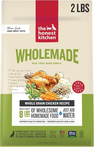 Vista 14 de The Honest Kitchen Human Grade Wholemade™ Alimento deshidratado para perros de carne de res y avena integrales, 1.5 onzas x10