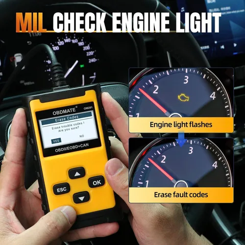 Vista 2 de Escáner de Coche, OM201 Lector de Código de Motor Herramienta de Diagnóstico OBDII con Impresión Inalámbrica Datos Gráficos en Vivo Prueba EVAP