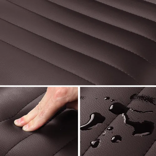 Vista 7 de Yaheetech Silla de oficina de trabajo moderna de cuero PU acanalada sin brazos, ajustable, respaldo bajo, cómoda silla de escritorio con ruedas