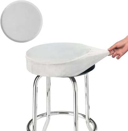 Vista 22 de SINOSSO Funda para taburete de bar, terciopelo súper suave de diámetro.11-13 pulgadas, redonda, elástica, lavable, a prueba de polvo para muebles