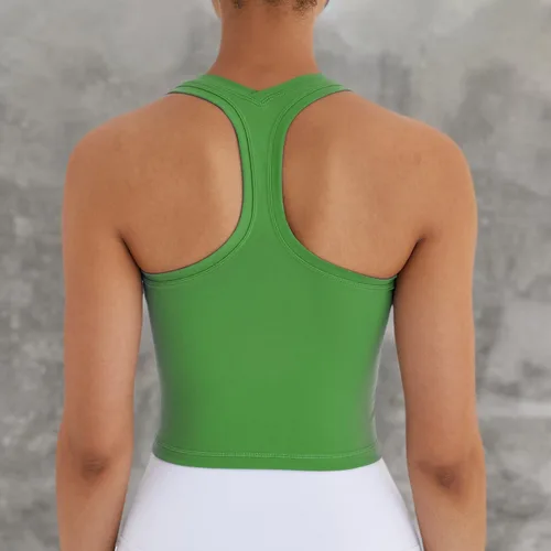 Vista 5 de Camiseta corta sin mangas con espalda cruzada para mujer, para correr, entrenamiento, yoga