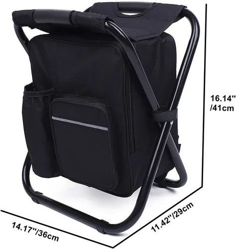 Vista 3 de Silla de camping plegable 3 en 1, mochila con bolsa de picnic aislada, bolsa de mesa de camuflaje para senderismo, equipo de campamento para pesca