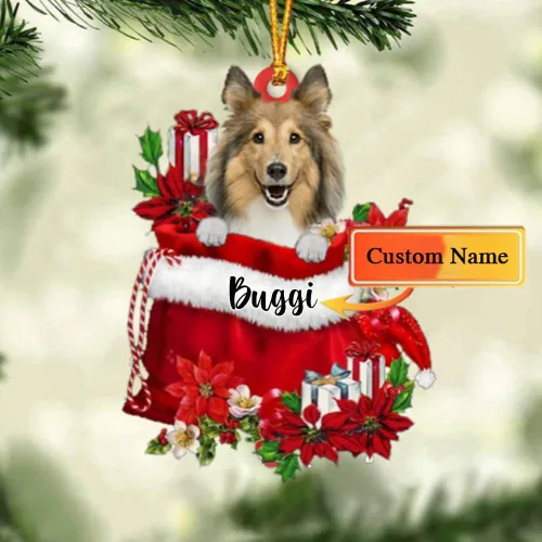 Vista 71 de Perro Akita Inu personalizado en bolsa de regalo, adorno de Navidad, nombre personalizado, regalo para amantes de los perros, familia, Navidad
