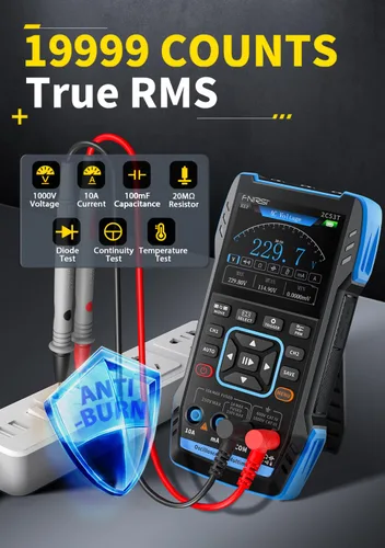Vista 4 de 【FNRSI Actualizado 2C53T con 2 Sondas P6100】 Osciloscopio/Multímetro/Generador de Señal DDS 3 en 1, Ancho de Banda de 50MHz, Frecuencia de Muestreo