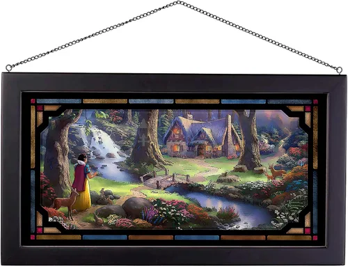 Vista 5 de Thomas Kinkade Disney Snow White Discovers the Cottage Brushwork (marco de burl)