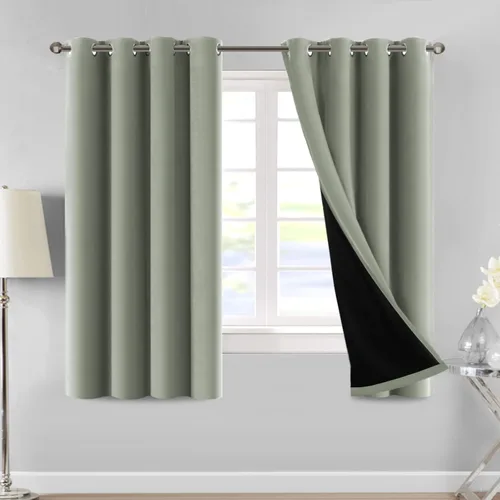 Vista 25 de MeilleMaison Paneles de cortina 100 % opacas para ventana de dormitorio, bloqueo de luz completa, de 84 pulgadas de largo, con aislamiento térmico