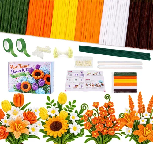 Vista 11 de Pipe Cleaners, 400 Pcs Pipe Cleaner Flower Kit, 4 Colors Pink Pipe Cleaners Rosa