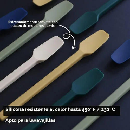 Vista 3 de Carrotez Cuchara pequeña de silicona para espátula, 7.3", 1 pieza - Verde Verde profundo