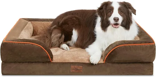 Vista 60 de Comfort Expression - Cama ortopédica para perros medianos, 28 x 19 pulgadas, cama impermeable y de apoyo de espuma con cojines removibles, sofá