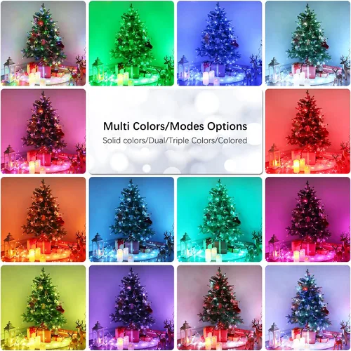 Vista 9 de BrizLabs Guirnalda de luces de hadas – Paquete de 2 luces LED de 66 pies, 200 luces LED que cambian de color con control remoto, enchufable RGB