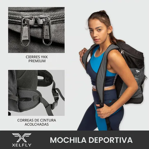 Vista 6 de Xelfly Mochila de baloncesto con compartimento para pelotas