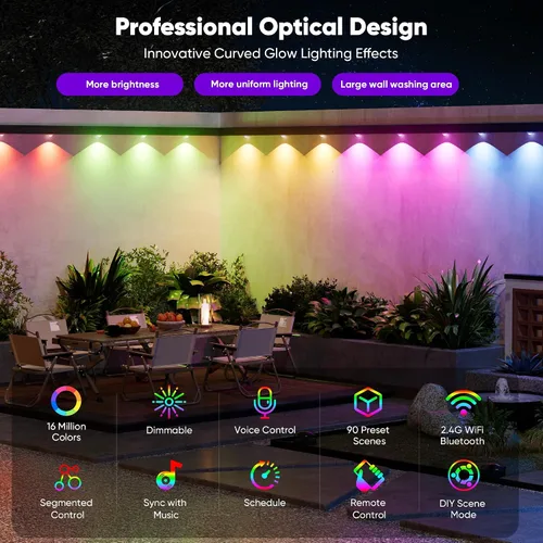 Vista 2 de Luces inteligentes permanentes para exteriores para la casa, 99.9 pies con 60 luces LED RGB+IC inteligentes AI para exteriores, 98 escenas