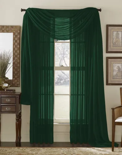 Vista 15 de Juego de 3 piezas de cortinas y cenefa Interior Trends, fina, totalmente cosida, juego de 2 cortinas y 1 cenefa a juego
