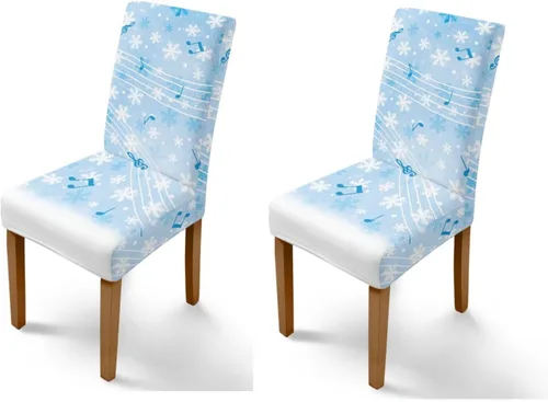 Vista 103 de Rnyleeg Fundas navideñas para sillas de comedor, fundas de asiento de comedor con estampado de campanas brillantes, juego de 1 funda suave y lavable