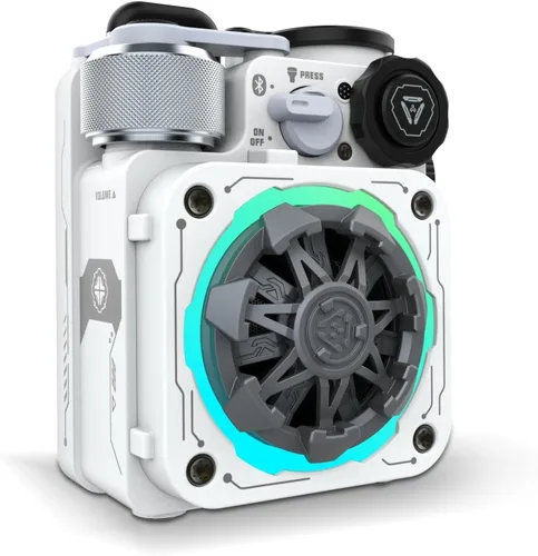 Vista 10 de Muzen Cyber Cube - Altavoz Bluetooth, Bluetooth 5.0, altavoz portátil con Fidget Spinner, sonido nítido con luz LED RGB, altavoz inalámbrico