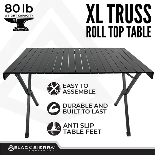 Vista 3 de Black Sierra XL - Mesa de camping portátil plegable, mesa ligera para uso en interiores y exteriores, para picnic y fiesta de campo, bolsa