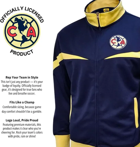 Vista 7 de Icon Sports Chaqueta deportiva de fútbol con licencia oficial de Club America, unisex para adultos