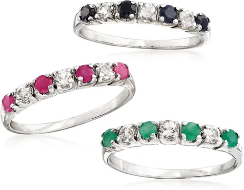 Vista 4 de Ross-Simons 1.50 ct. t.w. Multi-Gemstone Jewelry Set 3 Rings in Sterling Silver