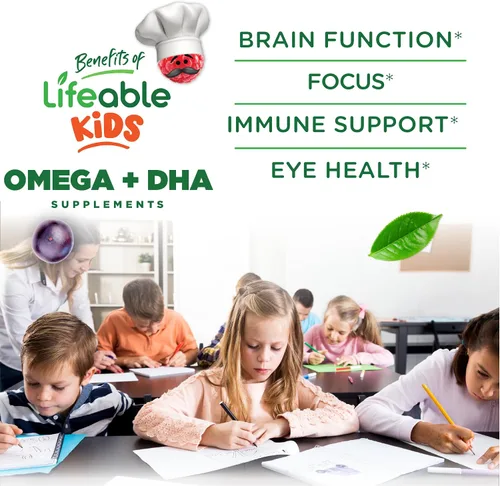 Vista 3 de Lifeable Gomitas Omega 3 para niños con suplemento vegano de DHA Alternativa al aceite de pescado Omega 3 para niños del aceite de linaza a base