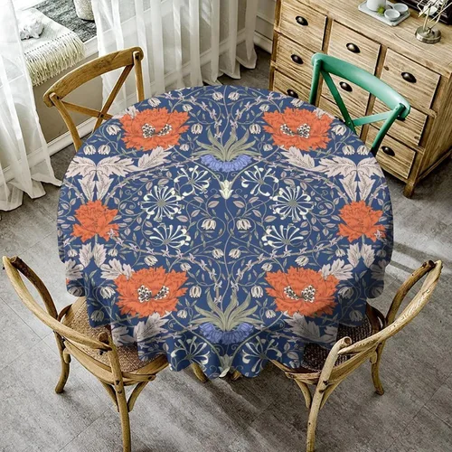 Vista 166 de Mantel Floral Retro de Pájaros, Diseño Original Bohemio William Morris Estampado Cubierta de Mesa para Hogar Picnic Fiesta Comedor Cocina William