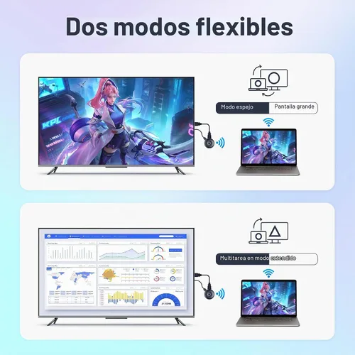 Vista 4 de Adaptador de pantalla inalámbrico 4K actualizado 2026, Plug & Play, HDMI Dongle 5G+2.4G Wireless Screen Mirroring Cast desde smartphone, tableta
