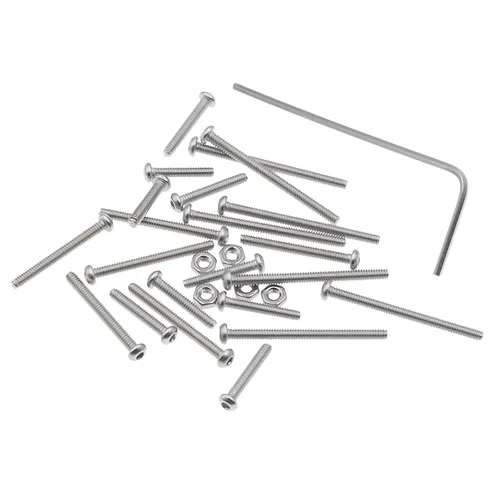 Vista 5 de Metric M2 304 - Kit surtido de tornillos y tuercas de cabeza de botón de acero inoxidable 9 Sizes, 4-25mm Length, Fully Threaded, Metric ISO7380