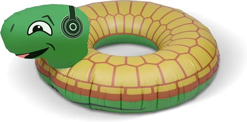 Vista 4 de GoFloats Rockin Turtle - Balsa inflable para fiesta - Divertido flotador de piscina para adultos y niños