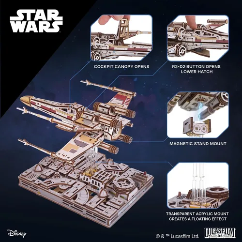 Vista 4 de UGEARS Star Wars ™ Luke Skywalker's X-Wing Starfighter™ Rompecabezas 3D