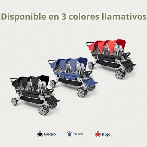 Vista 7 de Gaggle Jamboree - Cochecito plegable para niños de 6 asientos, color negro