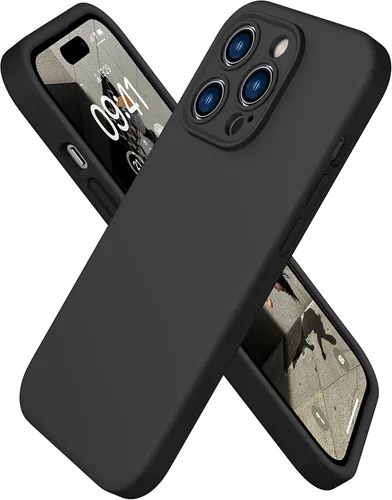 Vista 9 de CellEver Funda de silicona resistente para iPhone 14 Pro [protección de cámara] [revestimiento antiaceite] protección militar contra caídas Negro