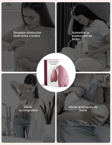 Vista 2 de Momcozy A1Pro - Masajeador de lactancia con calor, vibración profunda, rojo