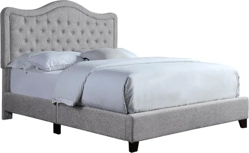 Vista 9 de Rosevera Grayson - Cama de cabecera ajustable con poliéster fino y acolchado de botones para dormitorio, matrimonial, color ceniza