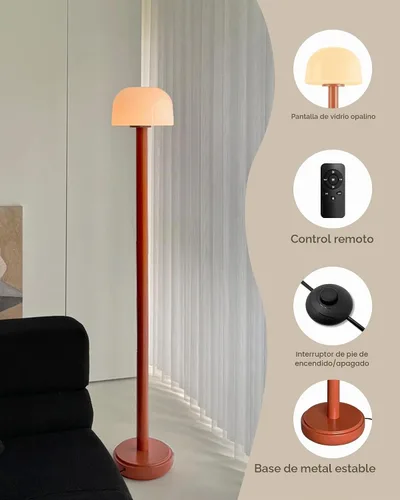 Vista 5 de MAGCHARM Lámpara de pie con forma de hongo con control remoto, lámpara de pie LED regulable de 59 pulgadas de alto con temperatura