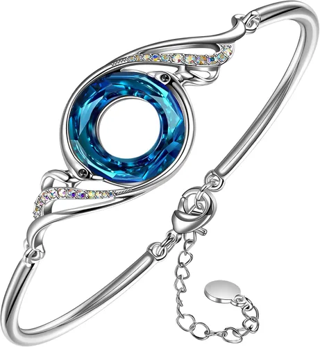 Vista 9 de Kate Lynn Pulsera de Fénix "Rise From the Ashes" hecha con cristales de Austria, brazalete ajustable para mujeres 7"+2", empaquetada con caja