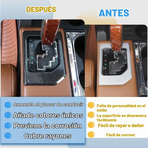Vista 2 de Compatible con Toyota Tundra 2014-2021 ABS Consola Central Cambio Panel Marco Embellecedor Accesorios de Auto (Estilo Fibra de Carbono)