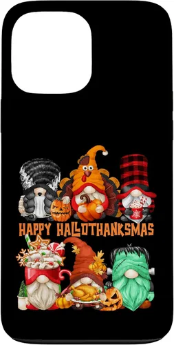 Vista 23 de iPhone 16 Halloween Thanksgiving Christmas Gnomes Happy Hallothanksmas Case