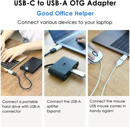 Vista 5 de Adaptador USB C a USB (paquete de 2), adaptador USB 3.0 a tipo C OTG, transferencia de datos de alta velocidad de 5 Gbps, compatible con MacBook
