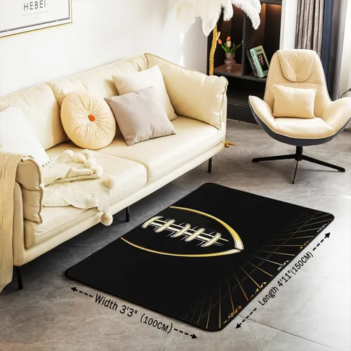 Vista 3 de Alfombra de fútbol americano para niños, 4 x 5, alfombra deportiva de fútbol americano para sala de estar, dormitorio, juegos de rugby, alfombra