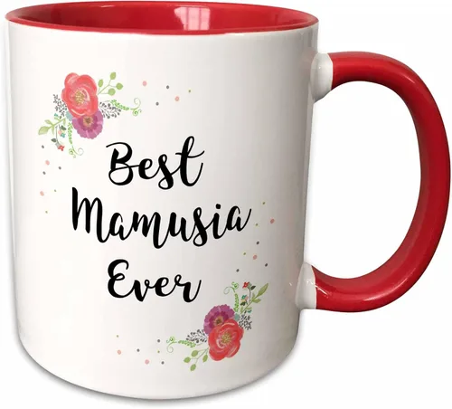 Vista 12 de 3dRose InspirationzStore – Love Series – Floral Best Mamusia Ever bonita acuarela rosa flores – Polaco mamá – tazas (taza_311973), Negro/Blanco