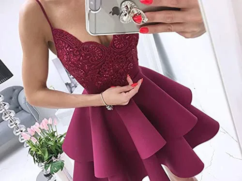 Vista 2 de Vestido de regreso a casa con cuello en V y cuentas de tirantes delgados, una línea hinchada formal, vestido de fiesta de noche para jóvenes