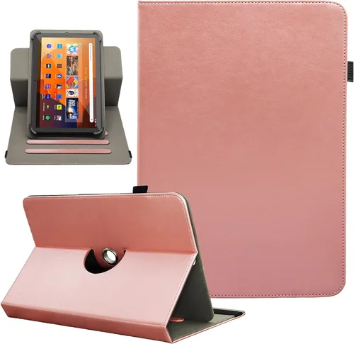 Vista 31 de Funda universal para tablet Android de 10 y 10.1 pulgadas, Dluggs de piel sintética con rotación de 360 grados, soporte multiángulo