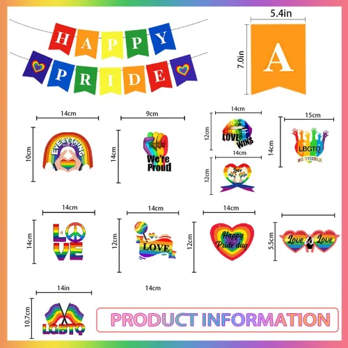 Vista 5 de Suministros para el Día del Orgullo Gay: decoración de remolinos colgantes de amor es amor, cartel de feliz día del orgullo para decoración de techo