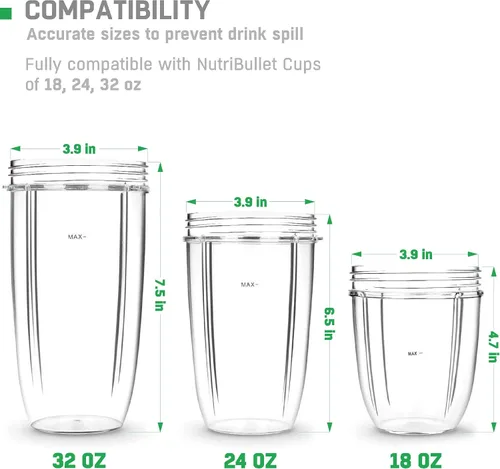 Vista 3 de Tapas abatibles para licuadora Nutribullet Accesorios de piezas de repuesto