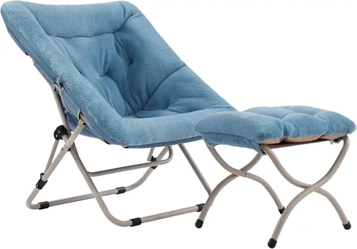 Vista 24 de Tiita Silla Cómoda Plegable, Silla de Acento Plegable de Gran Tamaño de Piel Sintética Suave, Silla de Descanso Perezosa para Niños, Adolescentes