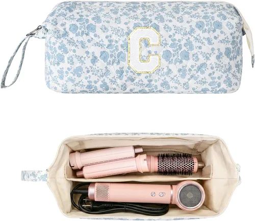 Vista 25 de Bolsa de viaje para herramientas para el cabello con inicial compatible con Estampado de leopardo