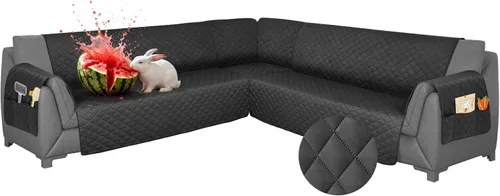 Vista 14 de Fundas para sofá modular, impermeables, 6 piezas, fundas de sofá en forma de L, lavables, antideslizantes, fundas para sofá seccional, suaves