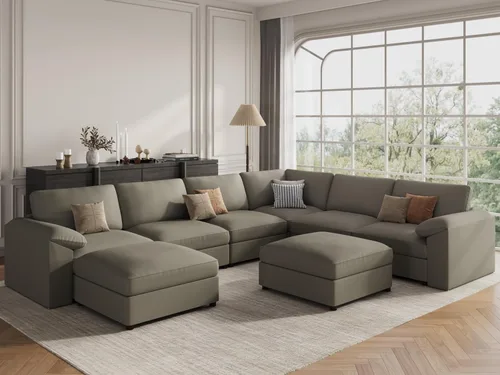 Vista 49 de EASE MOOSE Sofá modular seccional, sofá en forma de U para sala de estar Beige