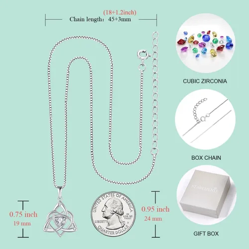 Vista 6 de STARCHENIE Collar de nudo celta para mujer de plata de ley 925 con dije de nudo de amor de la Trinidad Metal