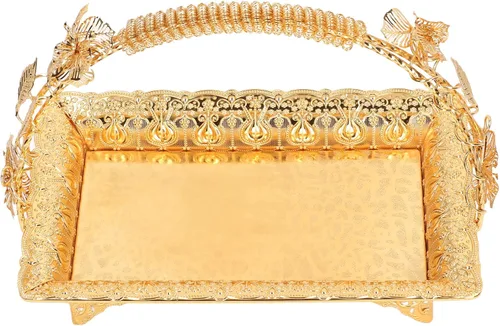Vista 8 de Bandeja de café retro con asa, bandeja rectangular de hierro de 11.8 x 8.1 pulgadas para bebidas, aperitivos, decoración de cocina de granja