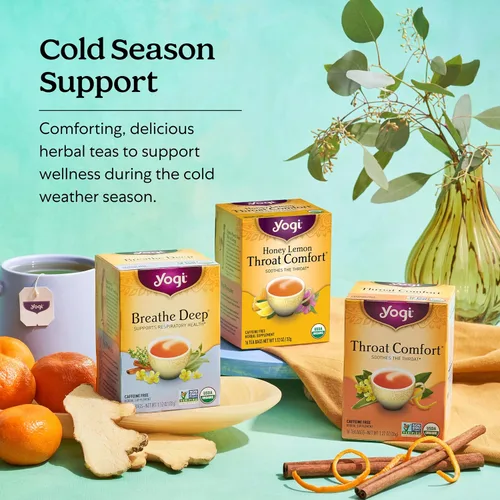 Vista 5 de Yogi Tea Breathe Deep Tea - 16 bolsas de té por paquete (4 paquetes) - Té respiratorio orgánico - Apoya la salud respiratoria - Incluye raíz
